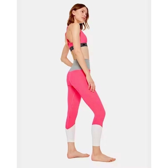KATE SPADE Colorblock Leggings High Rise Waist Activewear Pink Gray White Large - Picture 7 of 16